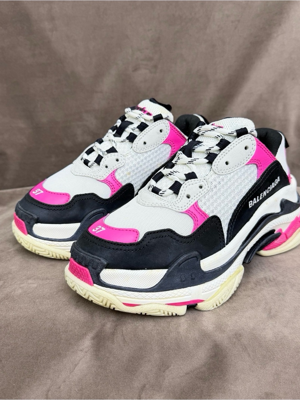 Balenciaga Chunky Sneakers in White, Black & Hot Pink